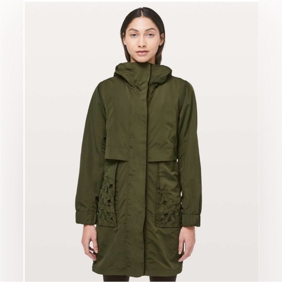 Lululemon Graced With Lace Long Jacket in Dark Olive Size 6 - Picture 2 of 11